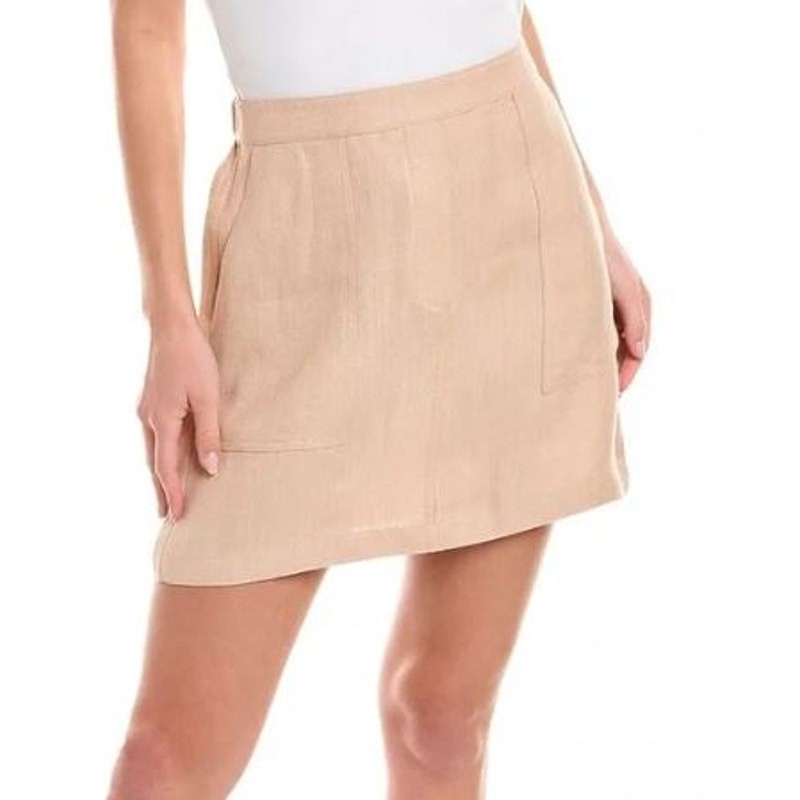 Theory Women's Rose Quartz Linen Skirt with Stitched Pockets Size P NWT 245