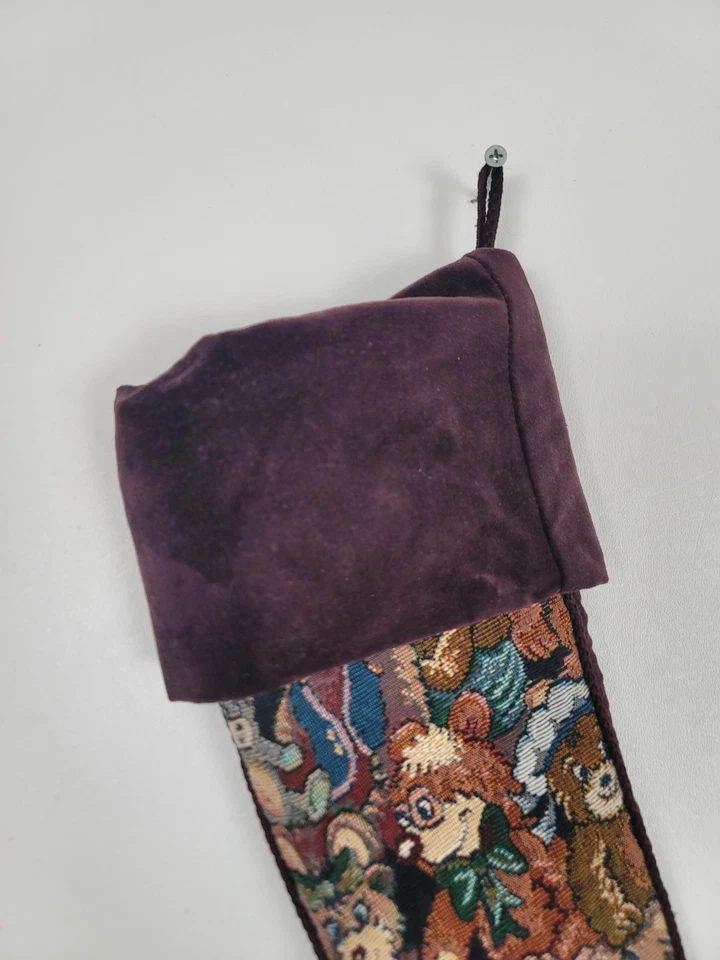 "Tapiz de terciopelo púrpura juguetes medias de Navidad con punta de aguja 19""" Foto 3 de 4