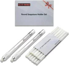 Gutimore Round Soapstone Holder 2pcs Pencils with 14pcs White 