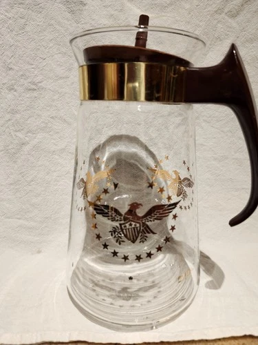 Vintage Mid Century Era Pyrex Coffee Carafe Federal Eagle Pattern