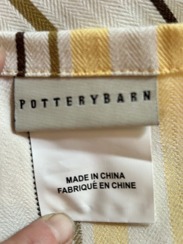 5 Pottery Barn Window Valances yellow white black stripes Grommet Cotton 15”x44" - Picture 7 of 7