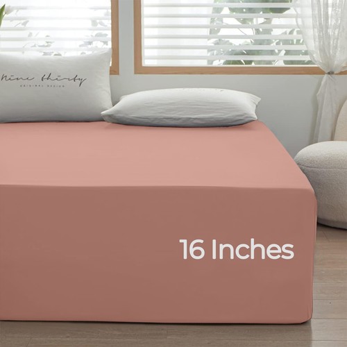 Extra Deep Fitted Sheet 16”Deep Pocket Bed Sheets for Mattress Queen King Size - Picture 18 of 53