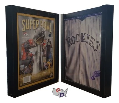 GAMEDAY DISPLAY Sports Program Display Frame Lot of 2 Magazine Black Standard Size Over .5" Deep