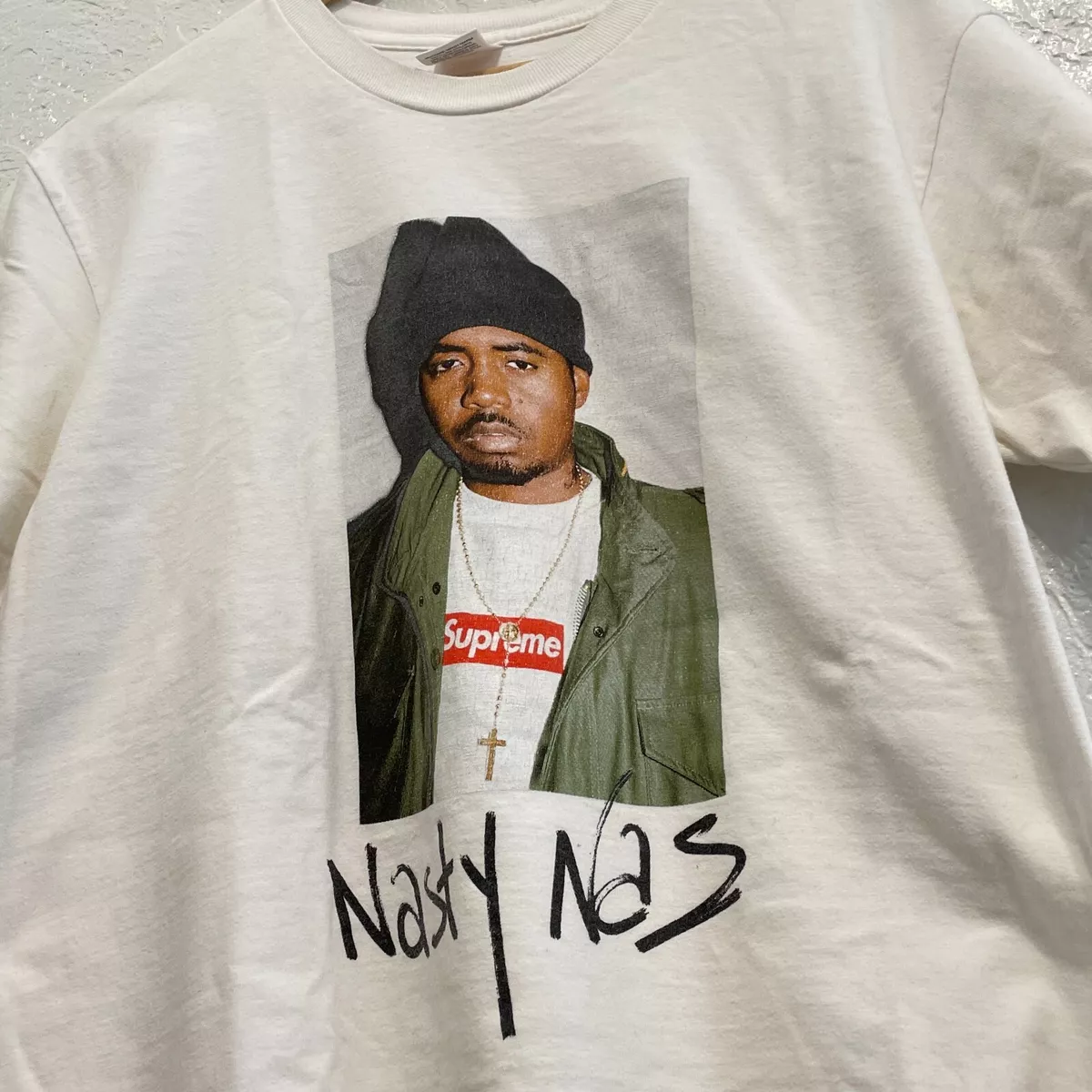 Supreme Nasty Nas Print T-Shirt - Grey for Men