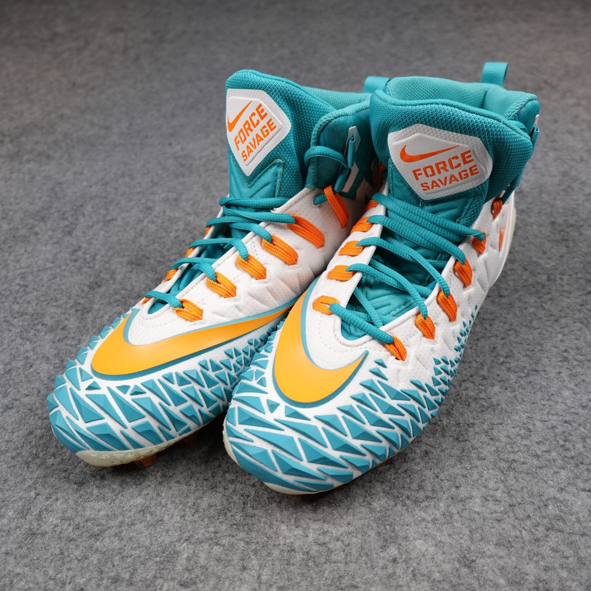 Miami Dolphins Cleats Mens Size 11.5 Aqua Orange NFL Nike