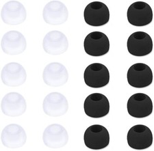 New Zotech 20 Pcs Medium Silicone Replacement Ear Buds Tips 10 Black, 10 Clear 