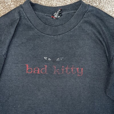 Vtg Y2k 2000s Emily Bad Kitty Cosmic Girls Black Skateboarding T
