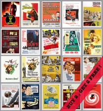 Vintage Alfred Hitchcock Film & Movie Posters Prints Cinema One Sheets A4 A3