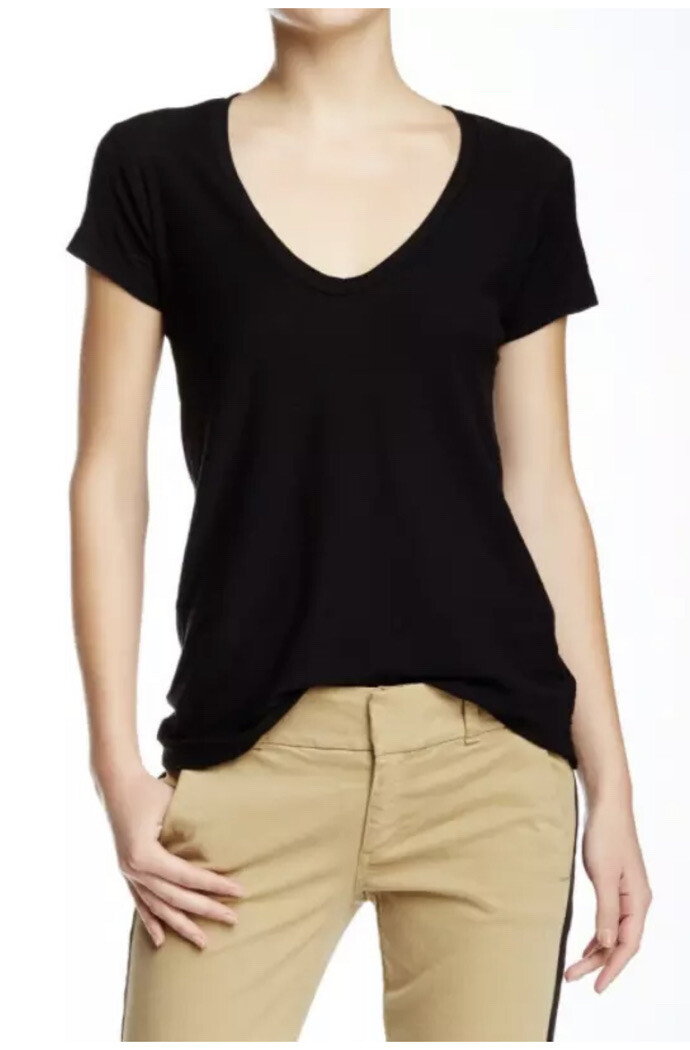 JAMES PERSE V Neck Slub T Shirt Women's 3 WMJ3930 Black