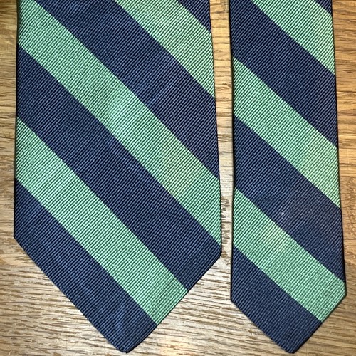 Ralph Lauren Polo grün & marineblau Barber Streifen Regimantal Seidenkrawatte (UVP 150€) Y4 - Bild 7 von 8