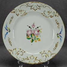 Haviland Limoges Hand Painted Pink Rose Blue Floral & Gold Plate C.1850-1865 B