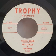 Bill Taylor & Cyclones NELDA JANE / BULLWHIP ROCK (ROCKABILLY 45) #500 PLAYS VG+