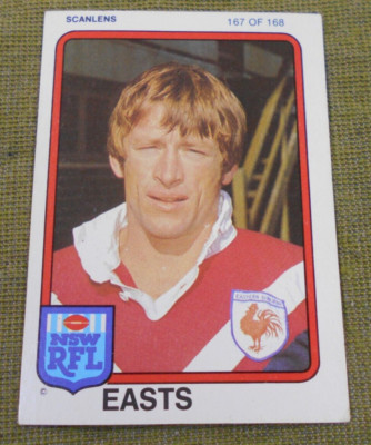 1981  EASTERN SUBURBS ROOSTERS SCANLENS RUGBY LEAGUE CARD  #167  JEFF MASTERMAN