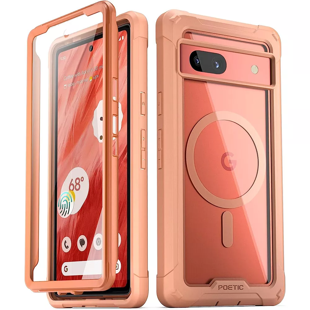 For Google Pixel 7A Case | Poetic Compatible with MagSafe Clear Cover Coral
