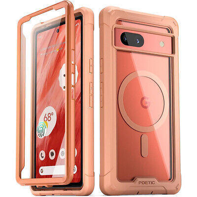 For Google Pixel 7A Case, Poetic Compatible with MagSafe Clear Cover Coral