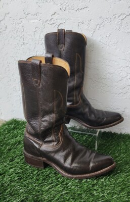 Vintage 70's 80's Wrangler Men's Cowboy Boots Dark Brown Leather