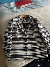 Lovely Bm Textured Blue And White Striped Blazer /jacket Bnwt Size 10 Lined