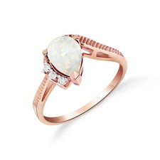 14K. SOLID GOLD RING WITH NATURAL DIAMONDS & OPAL