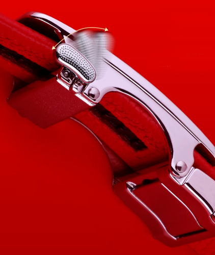 Septwolves Men women waist belt cow leather Auto lock Buckle red 793137982 - Picture 6 of 7
