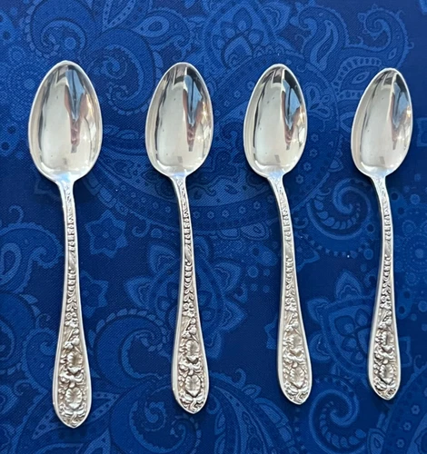 Vintage Kirk Stieff “Corsage” Sterling Silver Demitasse Spoons Set of 4