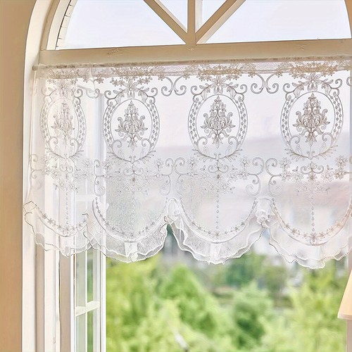 White Lace Windows Curtain Floral Embroidered Sheer Half Curtains Home DecorX - Picture 8 of 19