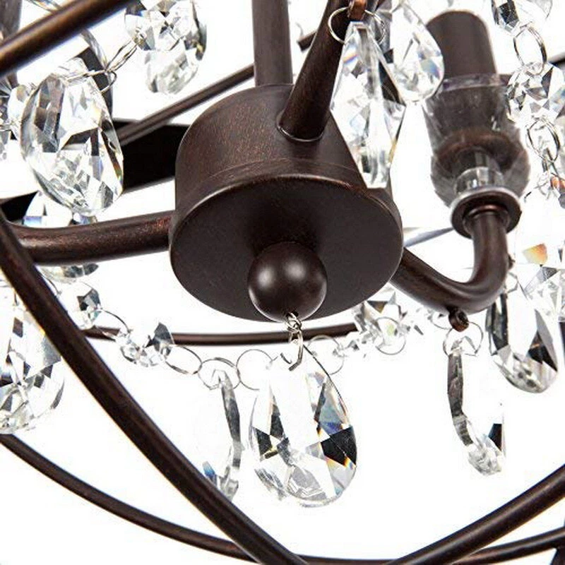 Coffee Copper Highlights Crystal Clear Glass Orb Pendant/Chandelier $252 - Image 3 of 4