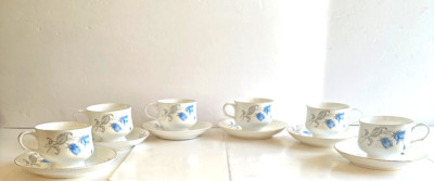 Ruhinis Romania porcelain  6 cup/6 saucer set ARPO Curtea de Arges 12 available