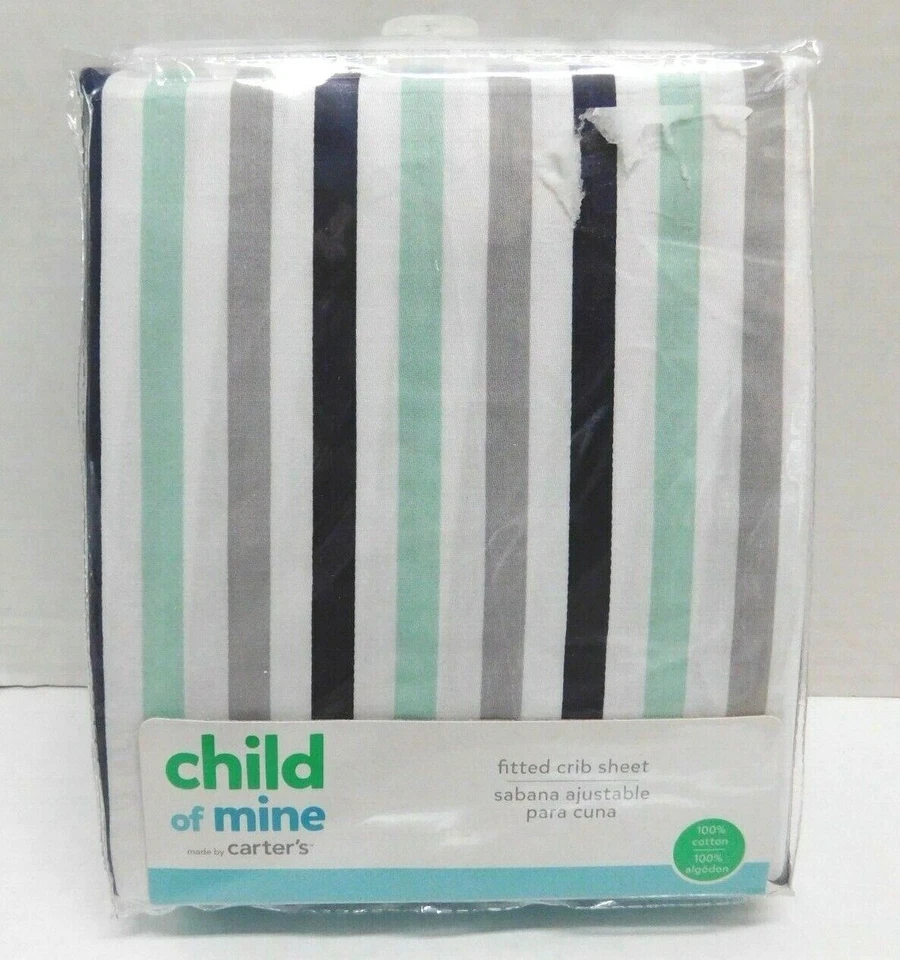 Sábana bajera ajustada a rayas multicolores Carter's Child of Mine Boys Foto 2 de 4