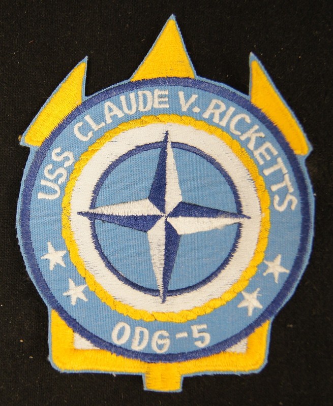 VINTAGE USS CLAUDE V. RICKETTS ODG-5 Original NAM Era Embroidered Patch