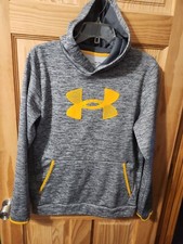 Under Armour Hoodie Youth XL Gray/Orange Loose Fit Pullover Sweatshirt