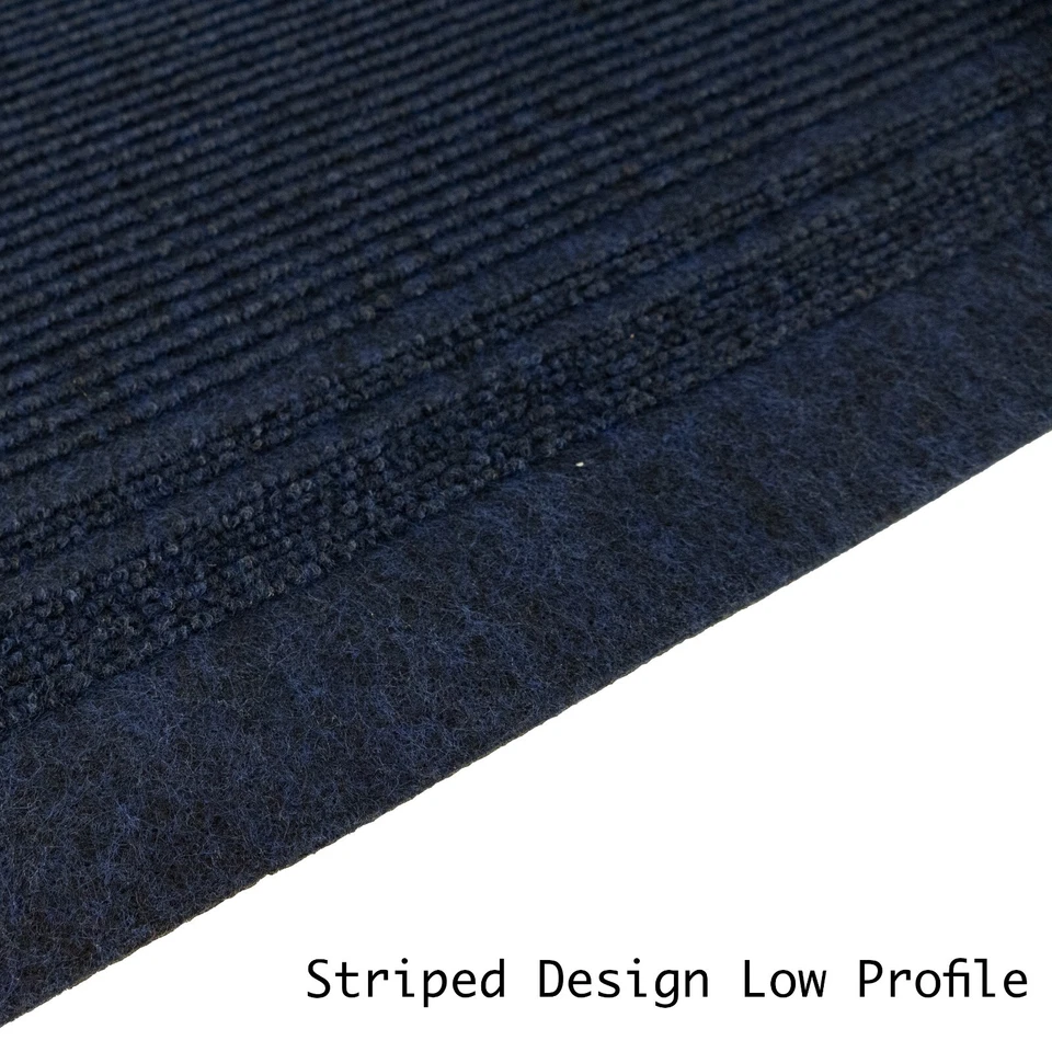 Anti Slip Light Weight Low Profile Dark Blue Rug Runner Hallway Office Outdoor - Image 4 of 4