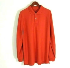 L.L. Bean Henley Shirt Men's Large Tall Long Sleeve Rust Top High Low Hem