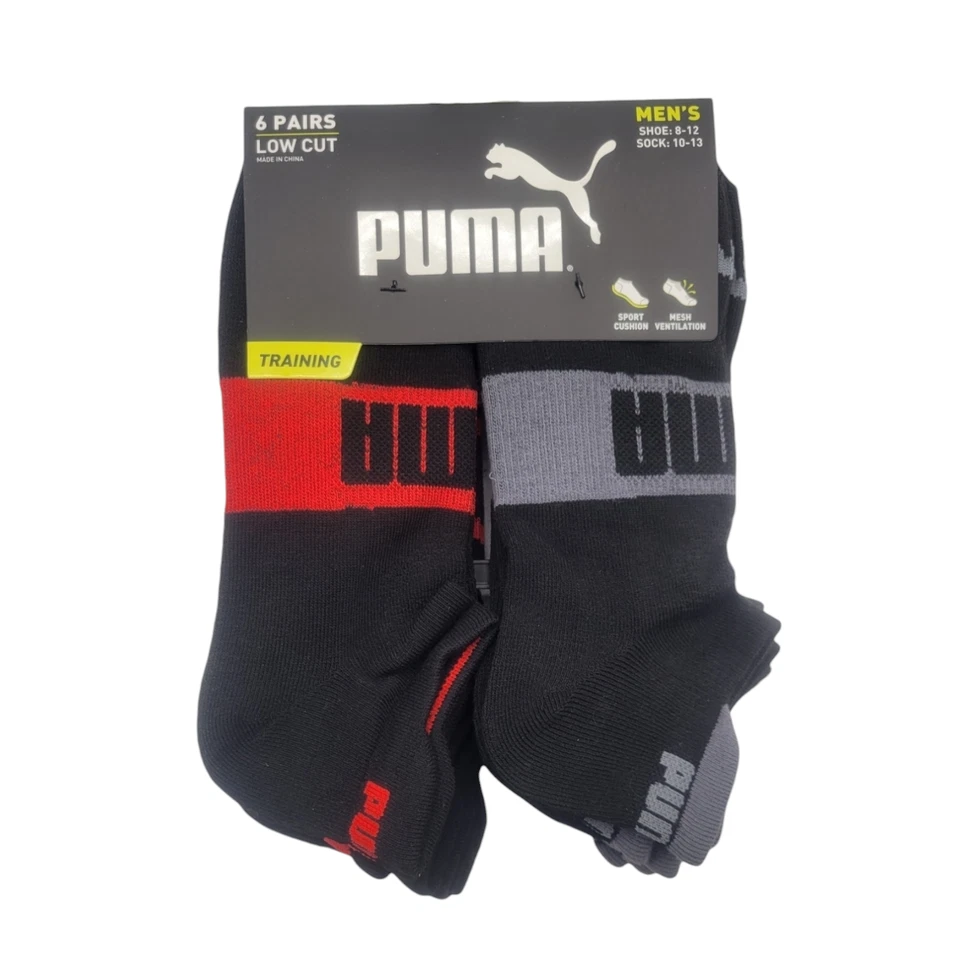 Puma Hombre Media Terry Calcetines Corte Bajo 6 Pares Nuevos Foto 2 de 4