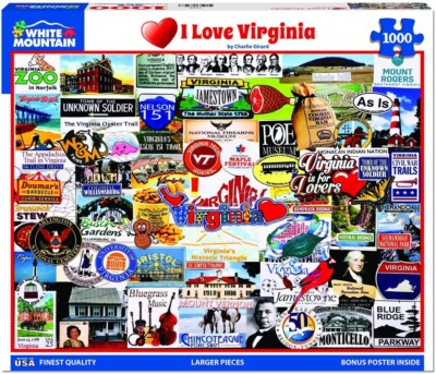 White Mountain Puzzles I Love Virginia 1000 Teile Puzzle 760 mm x 610 mm