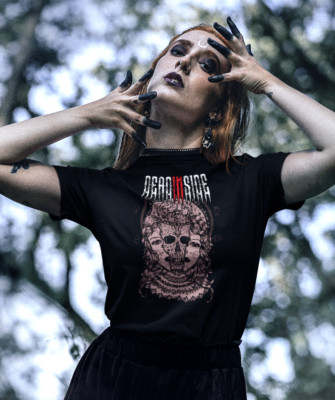 DEADSTAR CLOTHING 'DEAD INSIDE' LADIES FITTED BLK TSHIRT SIZE SMALL *GOTH *NEW