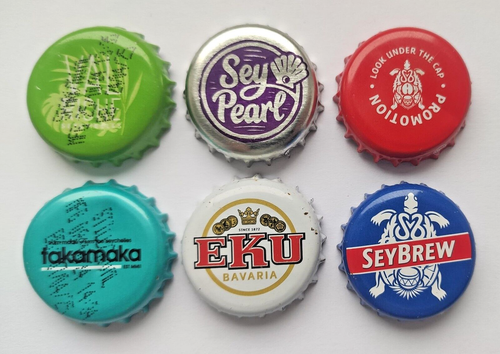 Lot/Set 6 rare Caps SEYCHELLES 2024 Kronkorken Chapas Tapon