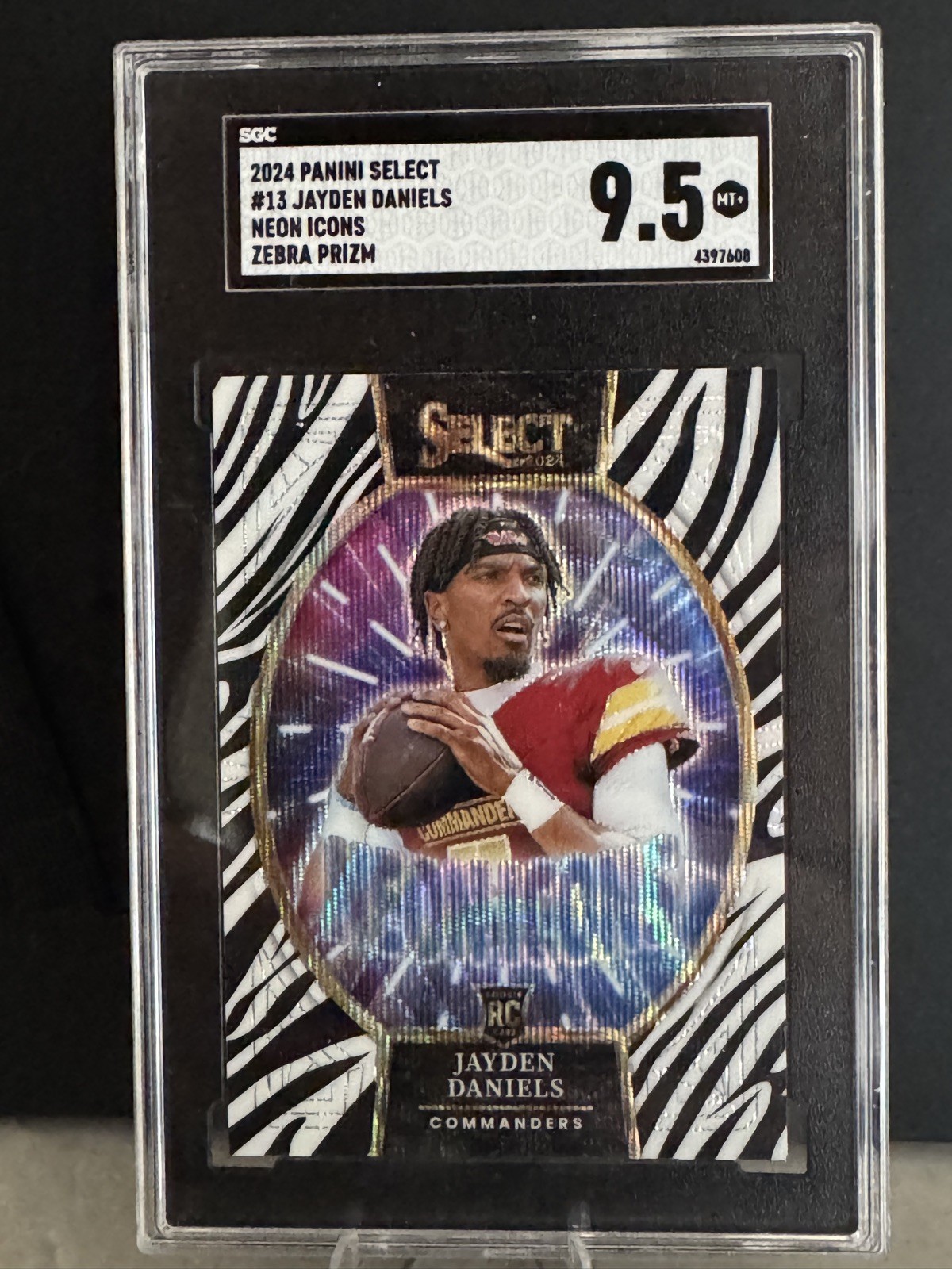 Jayden Daniels Panini Select Neon Icons #13 Zebra
