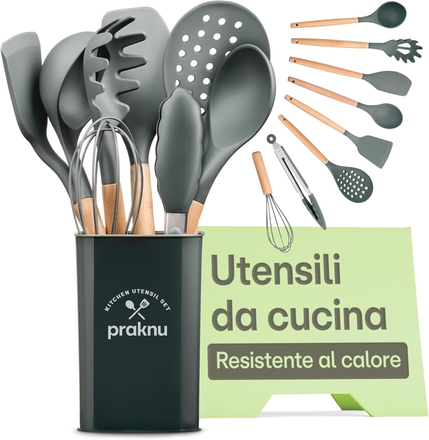 Utensili Cucina in Silicone - 8 Pezzi Utensili Da Mestoli Cucina in Silicone Con