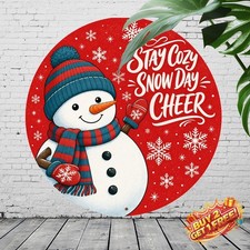 Winter Snowman Holiday Art Aluminum Wall Sign Christmas Decor