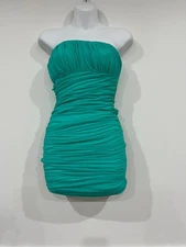 Zimmermann Strapless Bodycon Mini Dress Aqua Ruched Size 1 – Excellent Condition