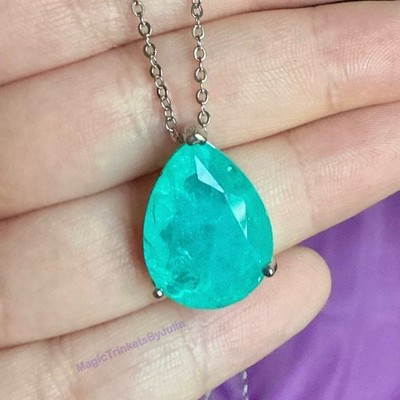 Paraiba Turmalin Anhänger Sterling Silber Halskette