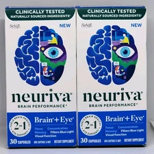 2 New Schiff Neuriva Brain + Eye - 30 Capsules x 2 Each Box Exp. 03/2027
