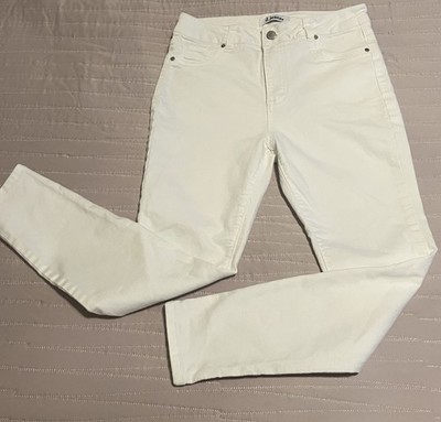 d. jeans Women's White Stretch Denim Jeans Solid 5-Pocket Button Zip