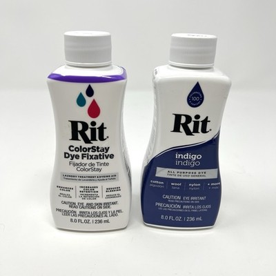 Lot 2 Rit Dye Products: ColorStay Fixative + Indigo All Purpose Dye 8oz