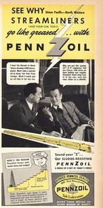 1940 Pennzoil: Union Pacific Streamliners Vintage Print Ad