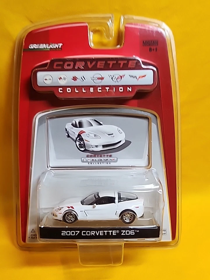 Greenlight Corvette Collection 2007 blanco Corvette Z06 🔥1/64 nuevo en paquete A Foto 3 de 4