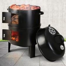 BBQ Barbecue Charcoal Smoker 3 in 1 Grill Temperature Display Garden Outdoor UK