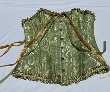 Green Brocade Lace-Up Corset Bustier Top XS Renaissance Steampunk Gothic NWOT