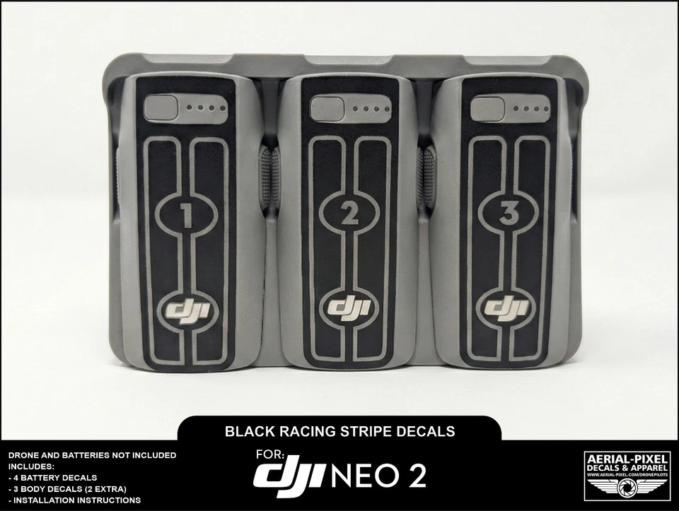 DJI Neo 2 Racing Stripes With Battery Decals Number #1-4 Choose from 10 Colors! - Image 2 of 4
