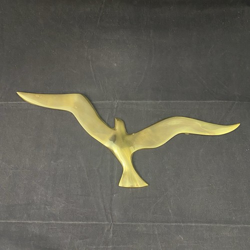 Gabbiano volante in ottone vintage uccellino da appendere a parete 15,5" - Foto 2 di 6